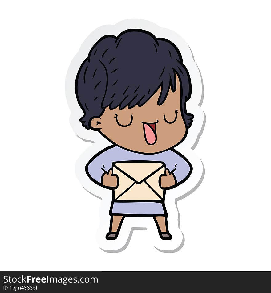 sticker of a cartoon woman talking