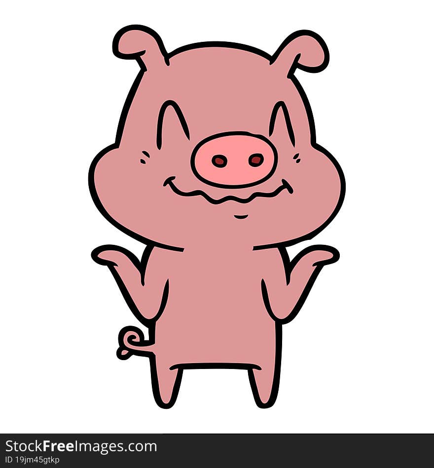 nervous cartoon pig. nervous cartoon pig