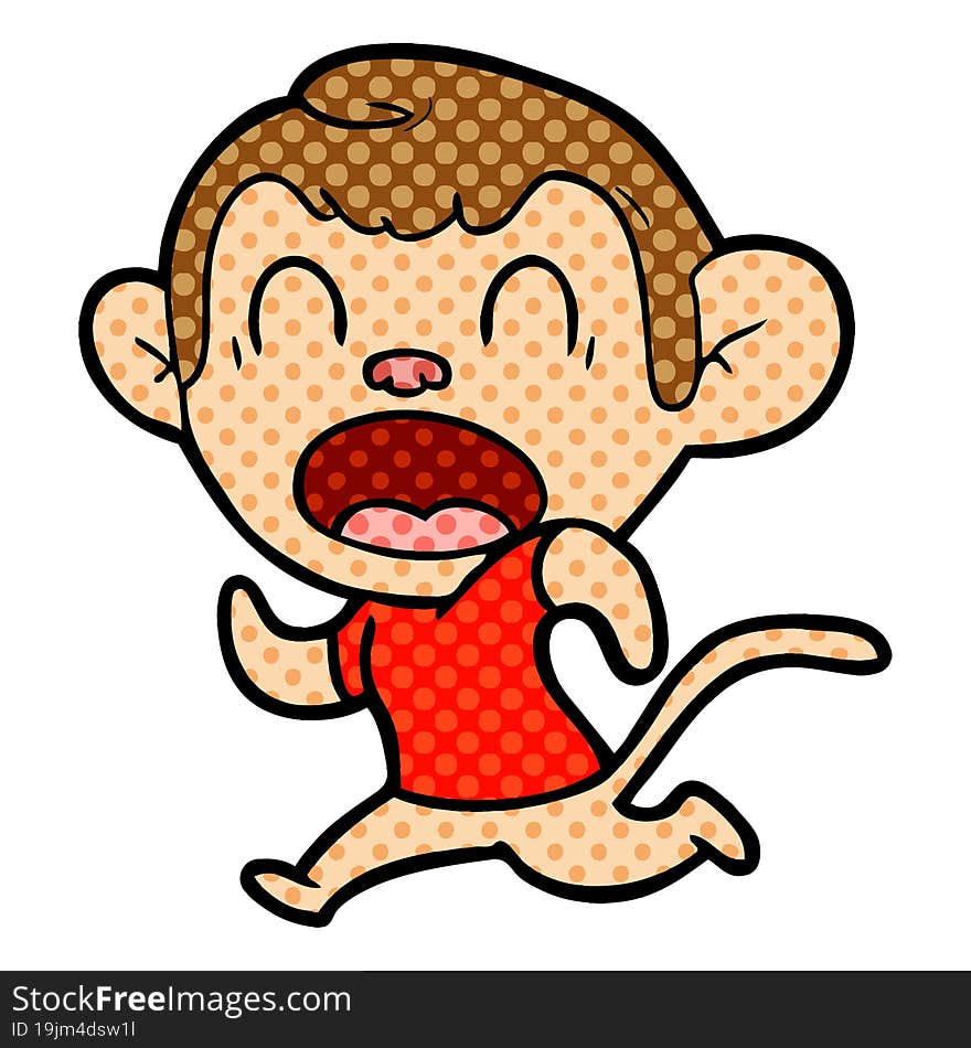 shouting cartoon monkey running. shouting cartoon monkey running