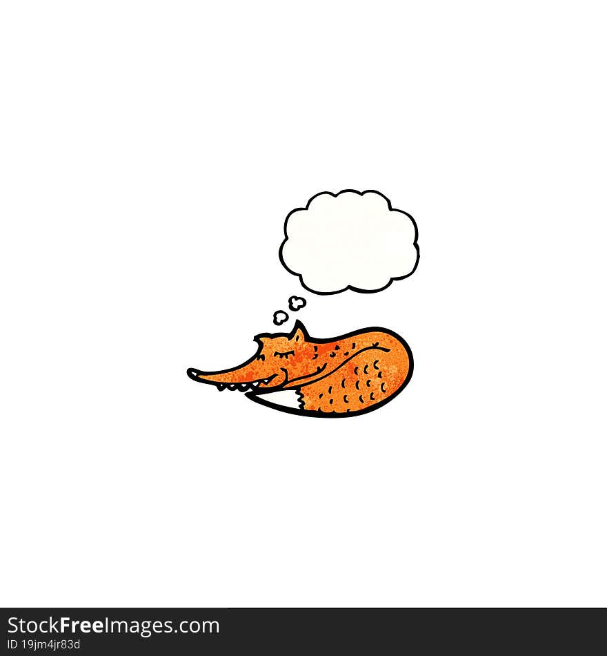 cartoon fox with thought bubble