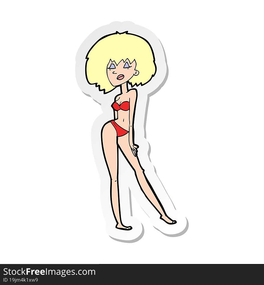 sticker of a cartoon woman in bikini