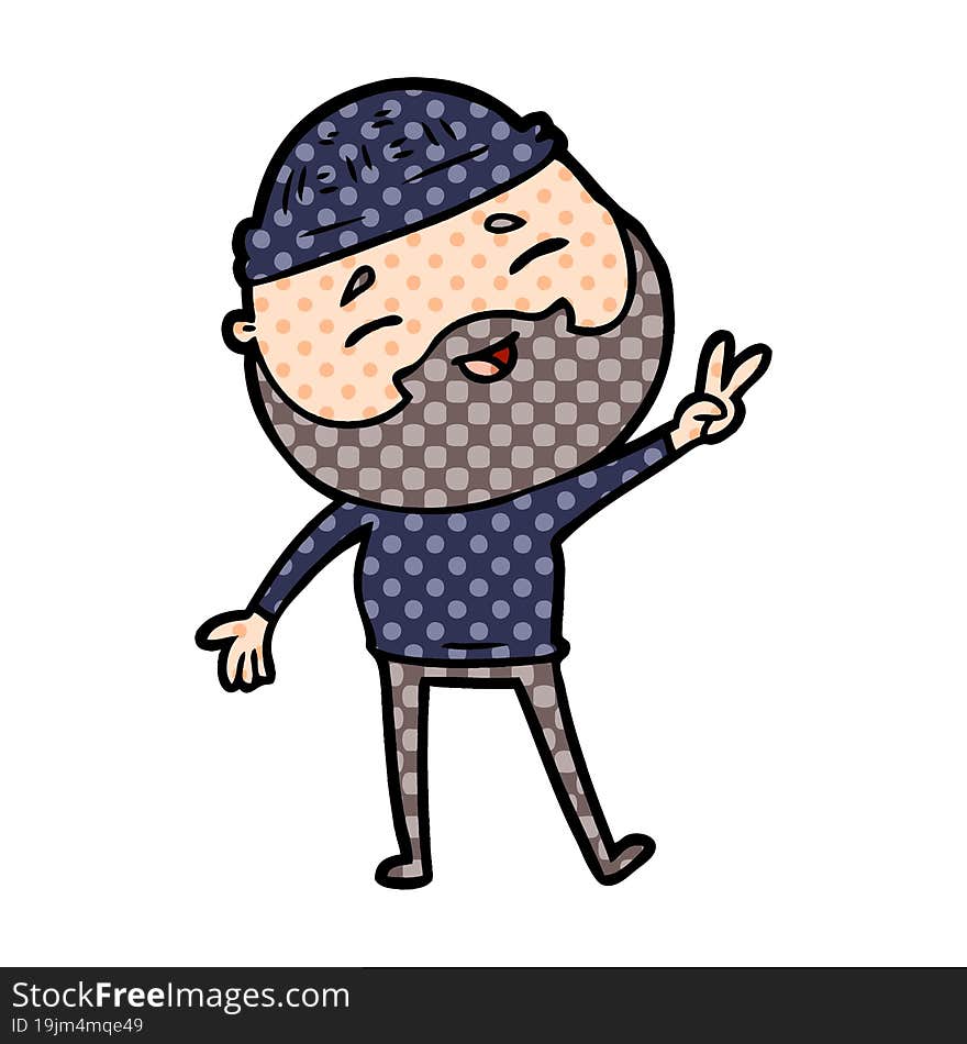 cartoon happy bearded man. cartoon happy bearded man