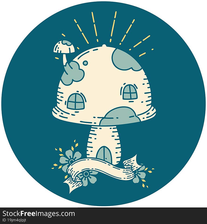 Icon Of Tattoo Style Toadstool House