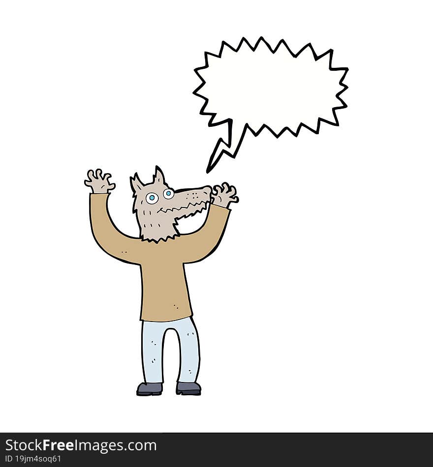 Cartoon Wolf Man With Speech Bubble