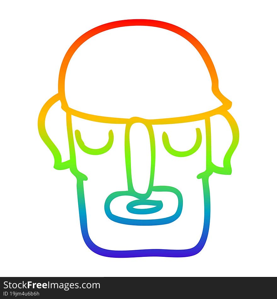 Rainbow Gradient Line Drawing Cartoon Male Face