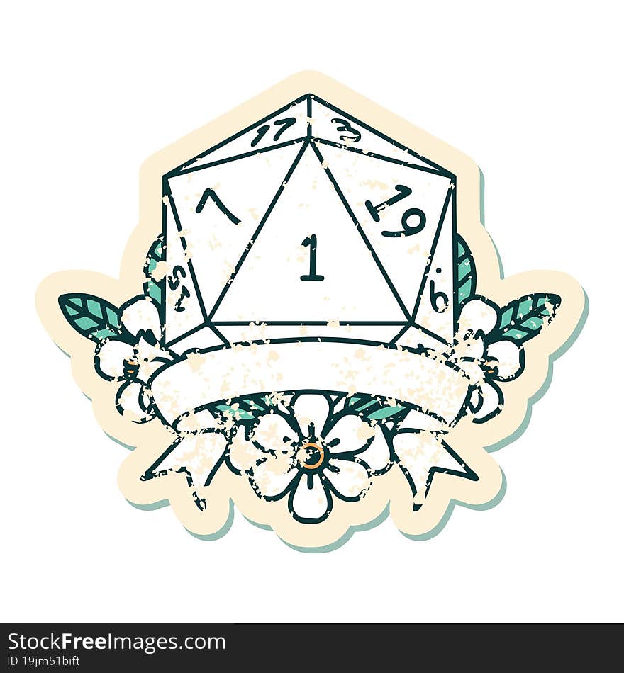 natural one d20 dice roll illustration