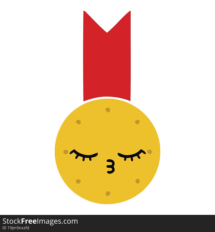 Flat Color Retro Cartoon Gold Medal