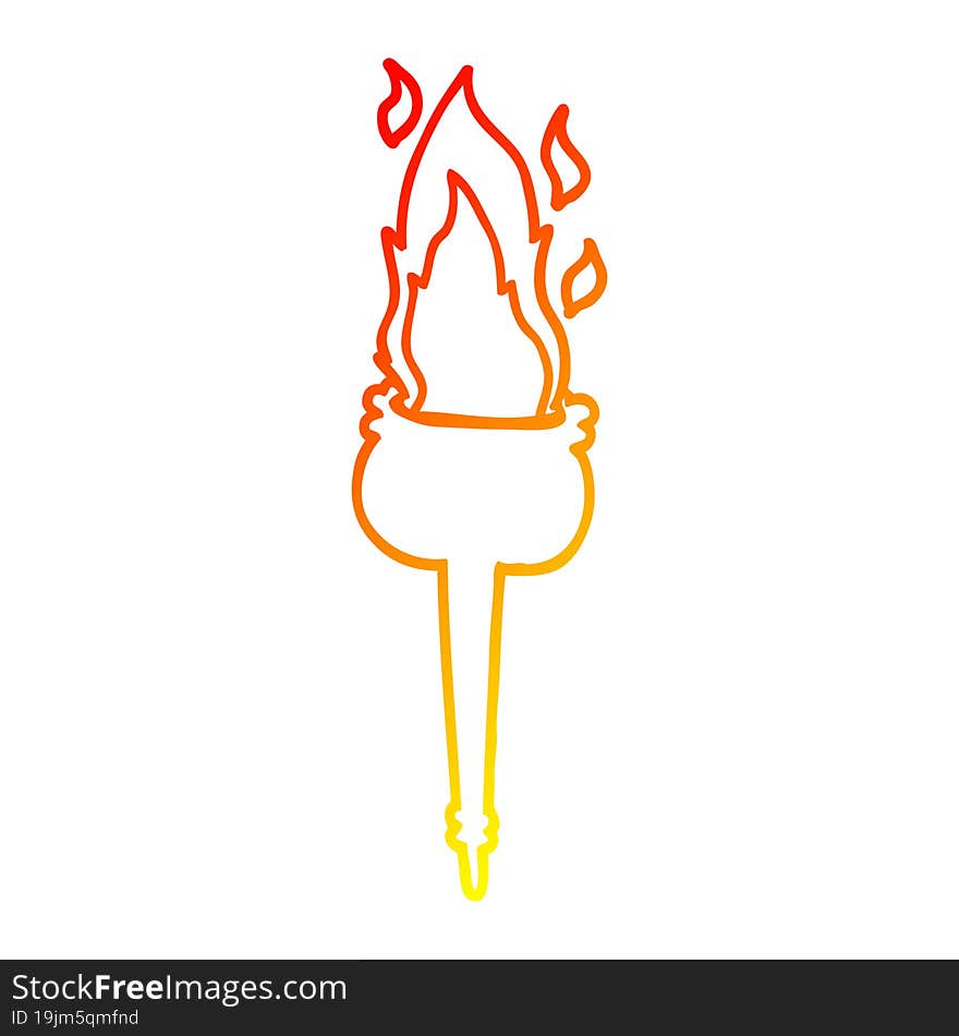 Warm Gradient Line Drawing Cartoon Flaming Chalice