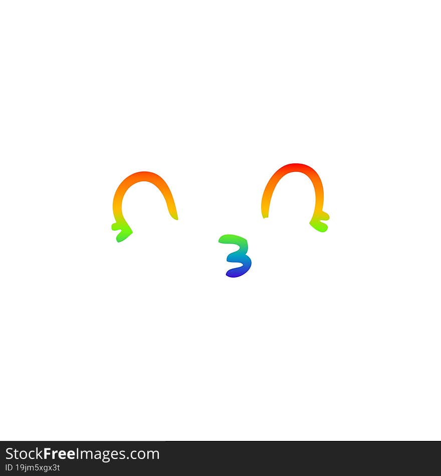 rainbow gradient line drawing of a happy cartoon face