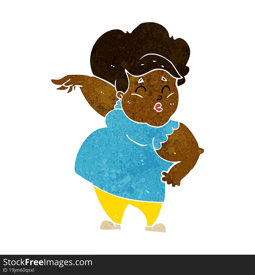 Cartoon Happy Overweight Lady