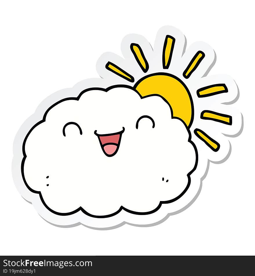 sticker of a happy cartoon cloud