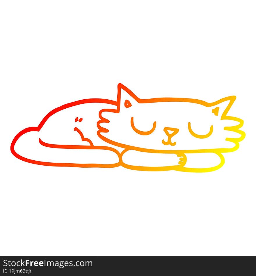 warm gradient line drawing cartoon sleeping cat