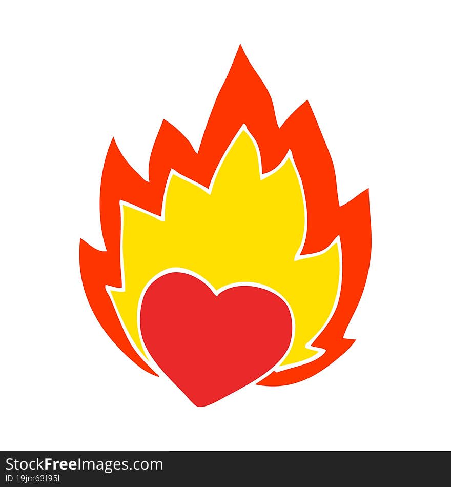 cartoon doodle flaming heart