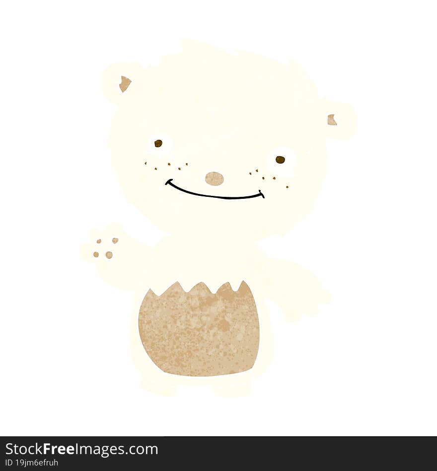 Cartoon Waving Polar Bear Cub