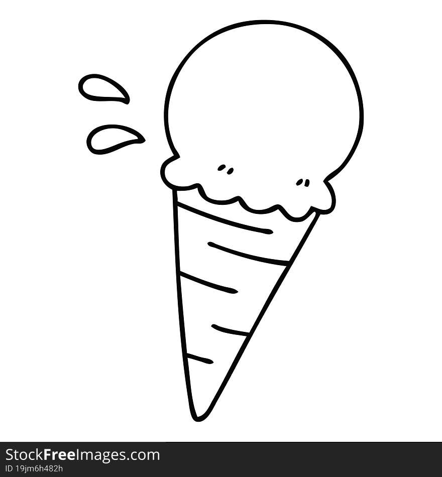 quirky line drawing cartoon vanilla ice cream