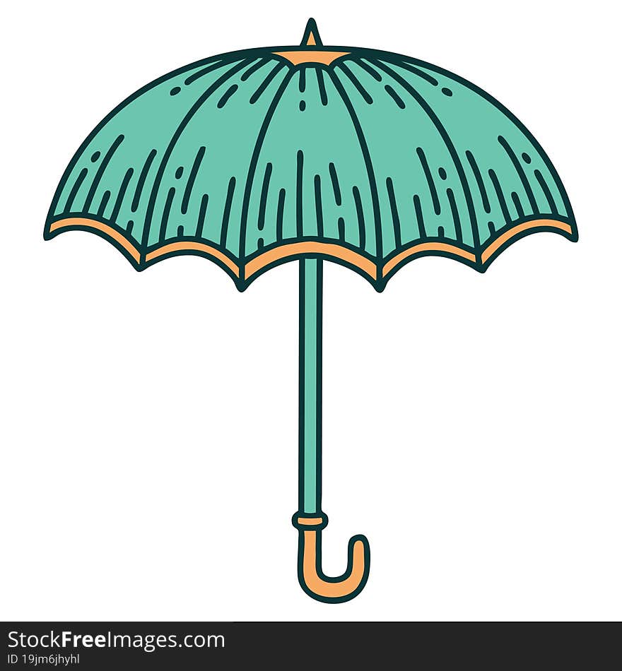 tattoo style icon of an umbrella