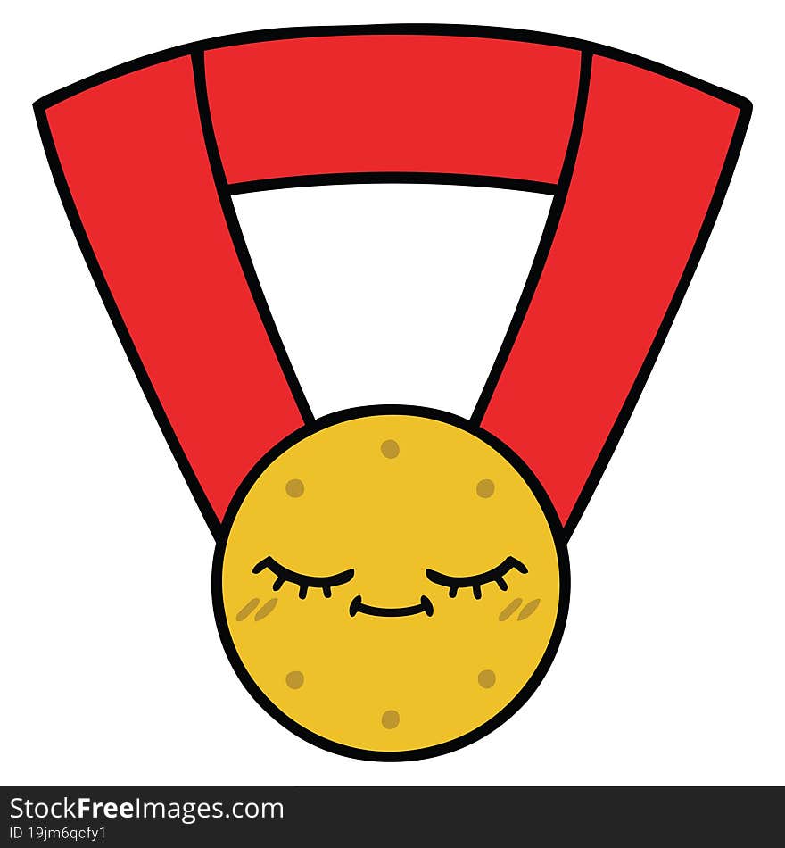 cute cartoon of a gold medal. cute cartoon of a gold medal