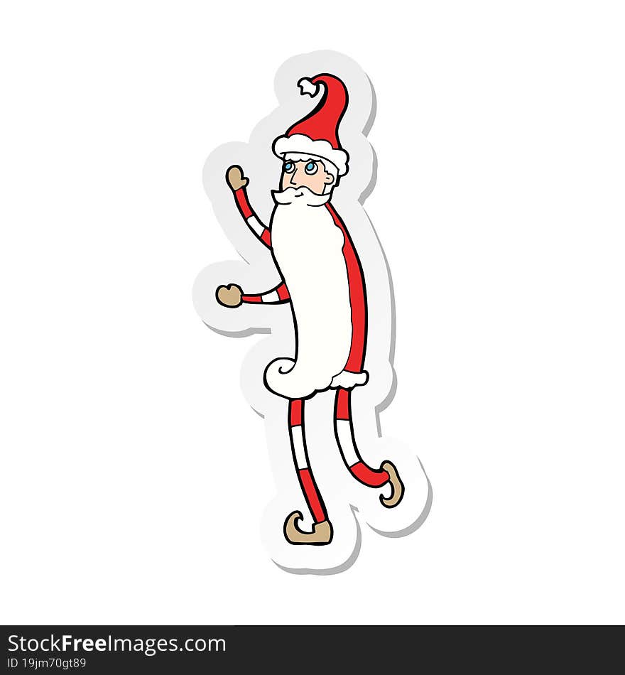 sticker of a cartoon skinny santa