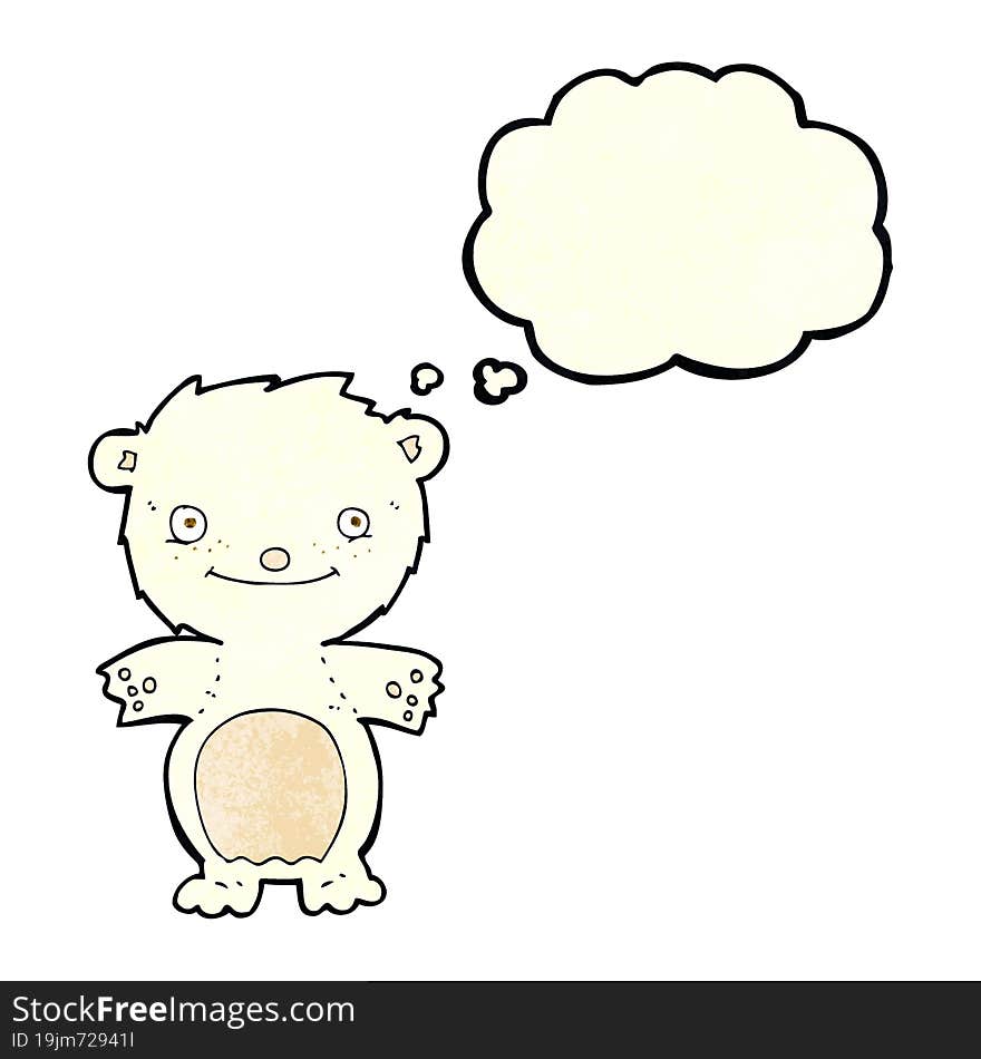 Cartoon Happy Little Polar Bear With Thought Bubble