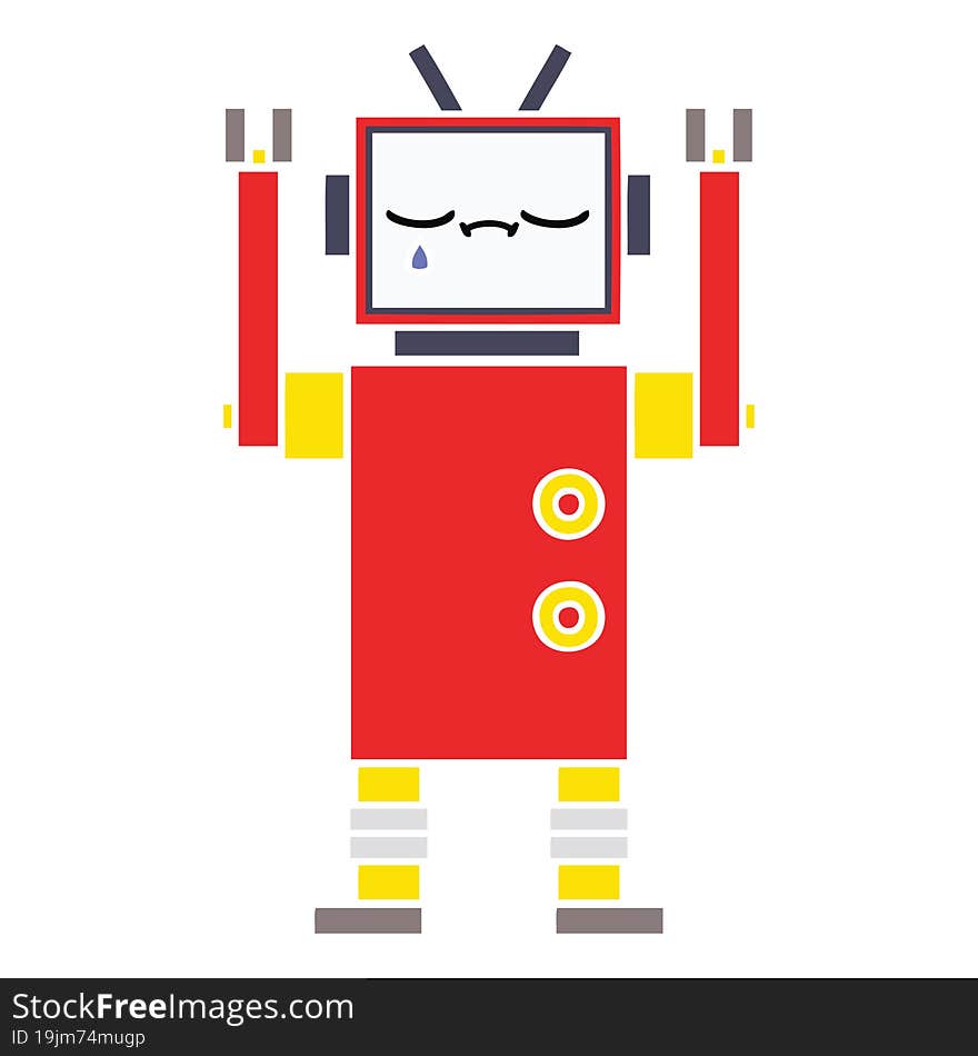 flat color retro cartoon of a robot