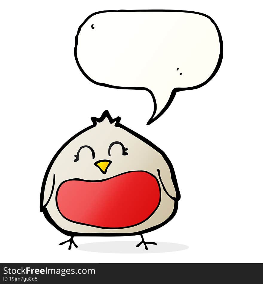 funny cartoon christmas robin with speech bubble