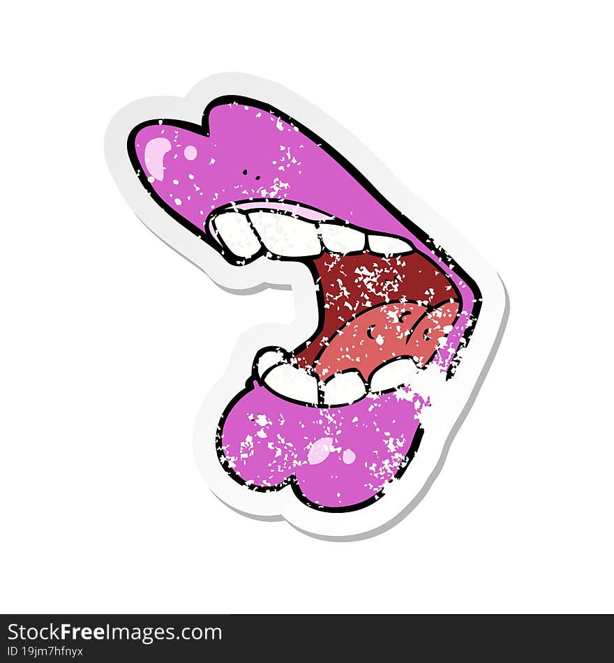 Retro Distressed Sticker Of A Cartoon Halloween Mouth