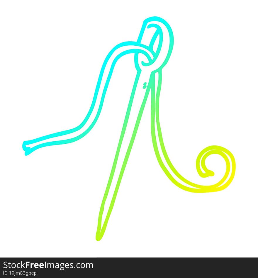 cold gradient line drawing of a cartoon needle and thread