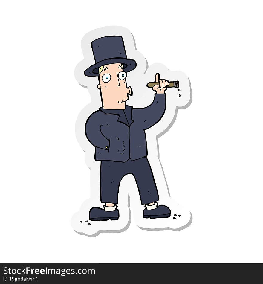 sticker of a cartoon smoking gentleman