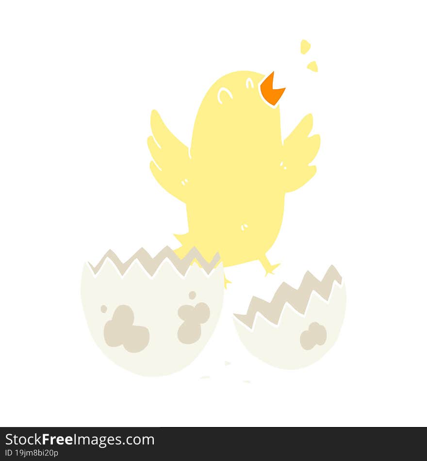 Flat Color Style Cartoon Bird Hatching From Egg