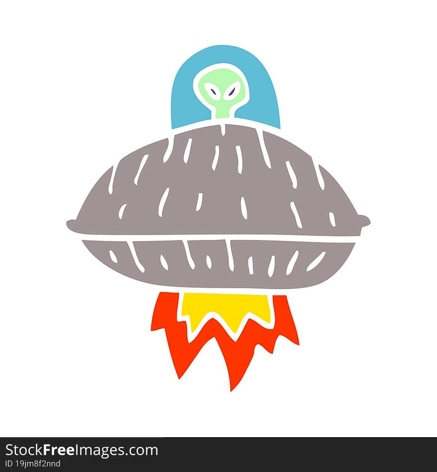 cartoon doodle alien spaceship