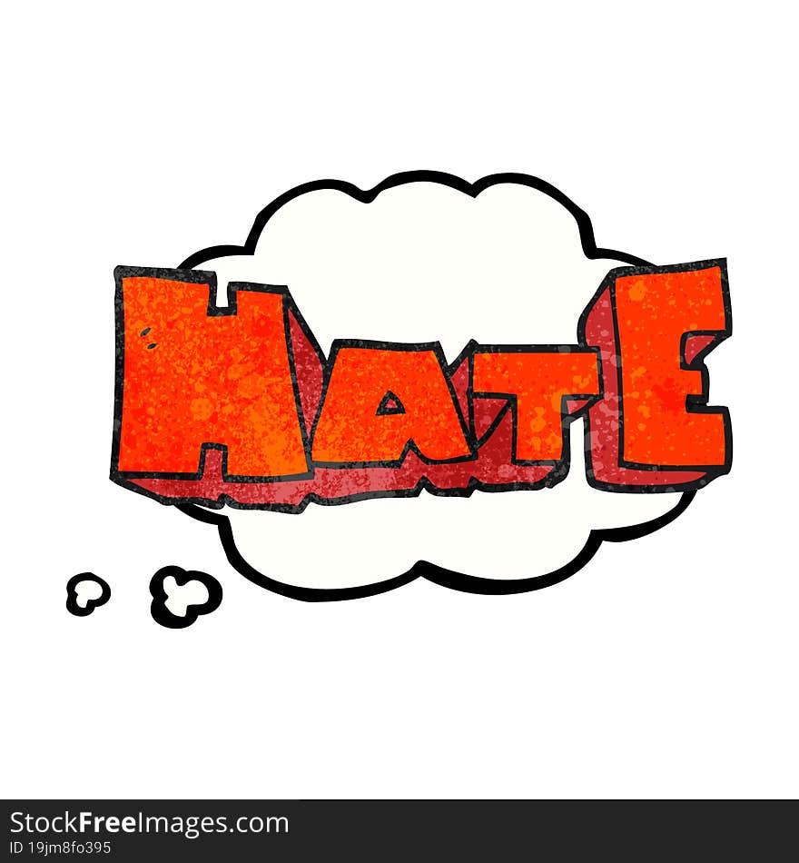 Thought Bubble Textured Cartoon Word Hate