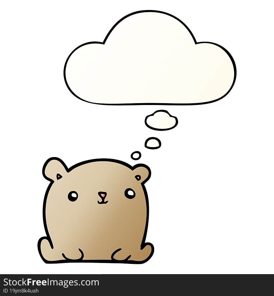 cute cartoon bear and thought bubble in smooth gradient style