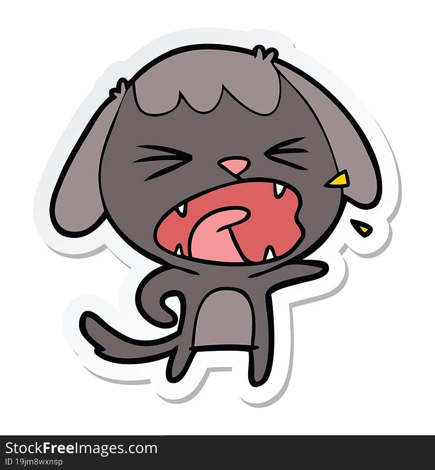 sticker of a cute cartoon dog barking