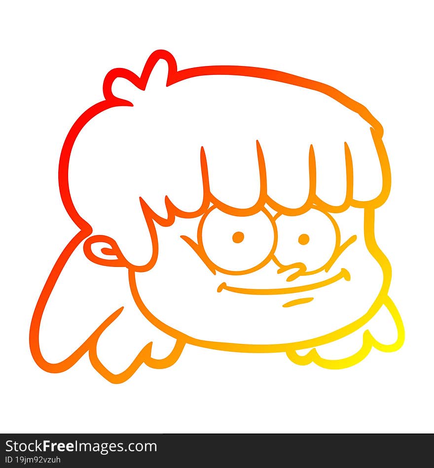 warm gradient line drawing cartoon female face