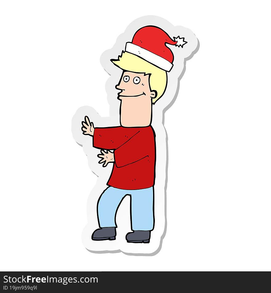 sticker of a cartoon man ready for christmas