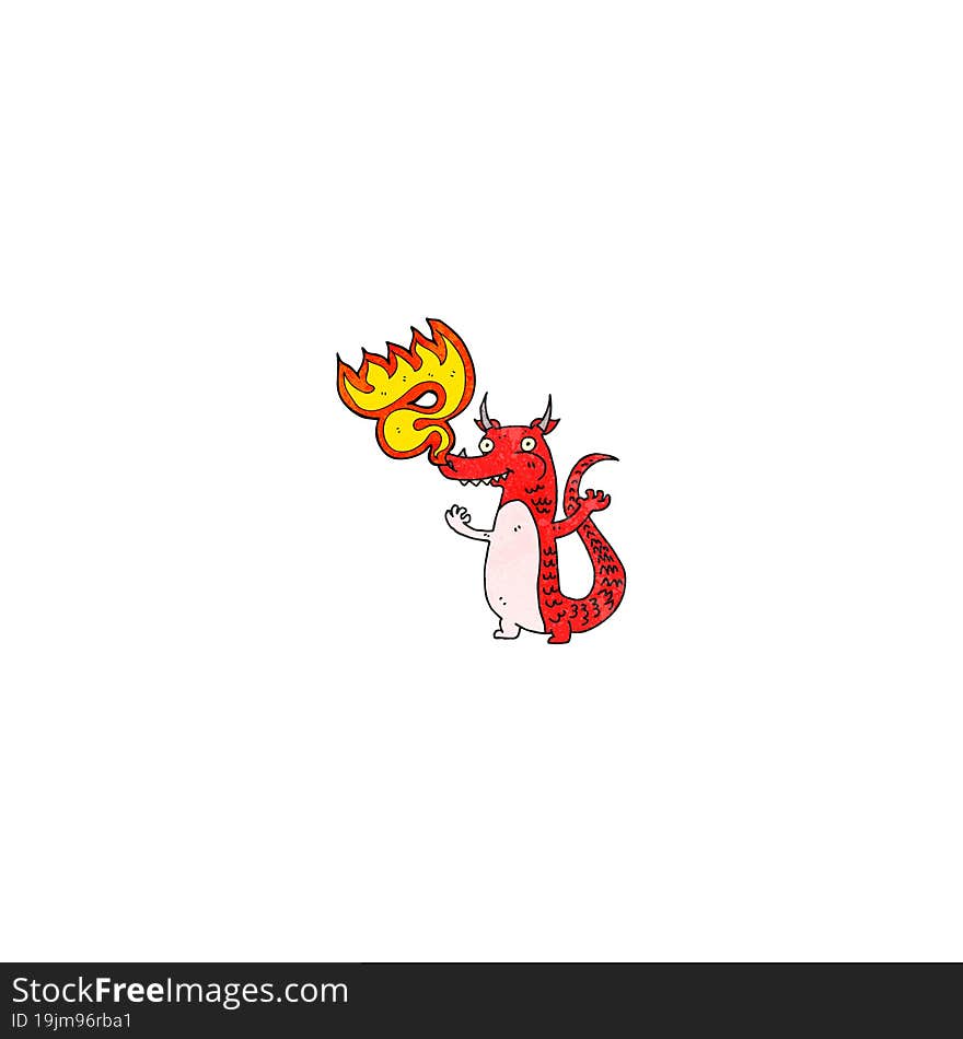 Fire Breathing Cartoon Little Dragon