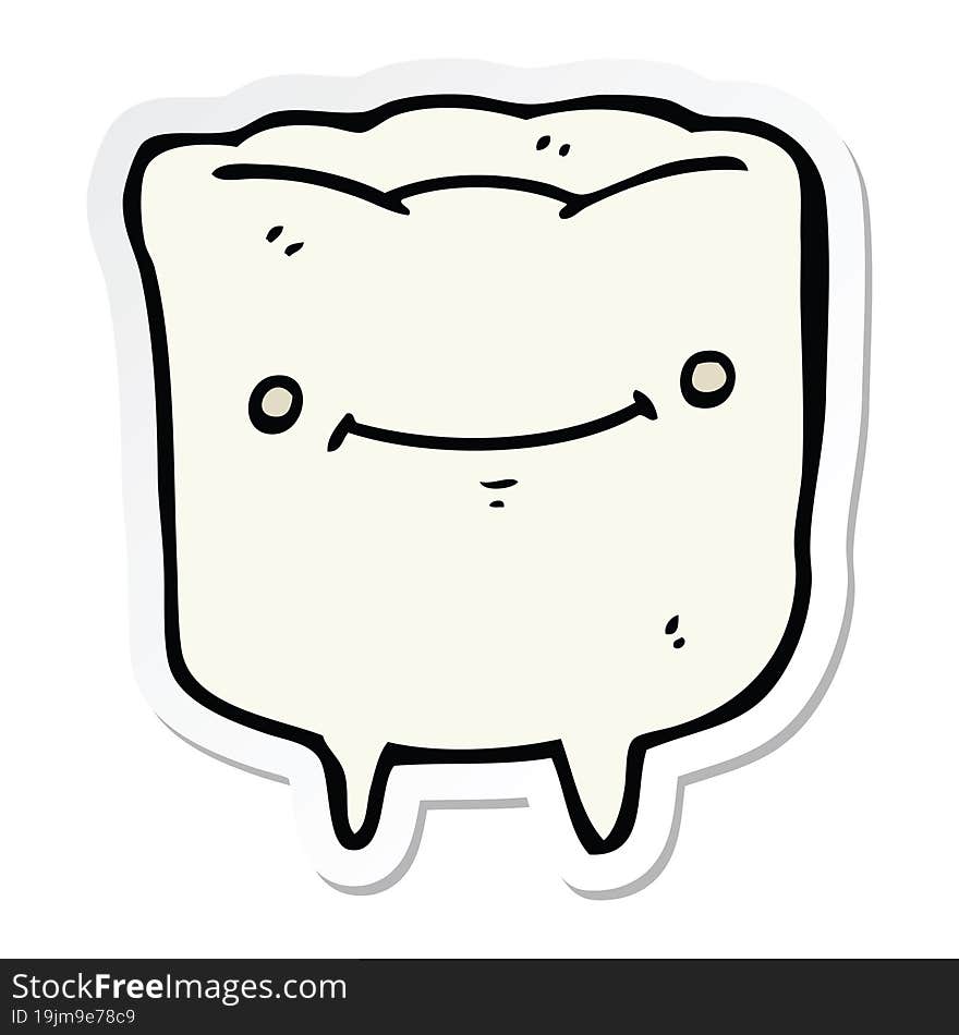 sticker of a cartoon happy tooth