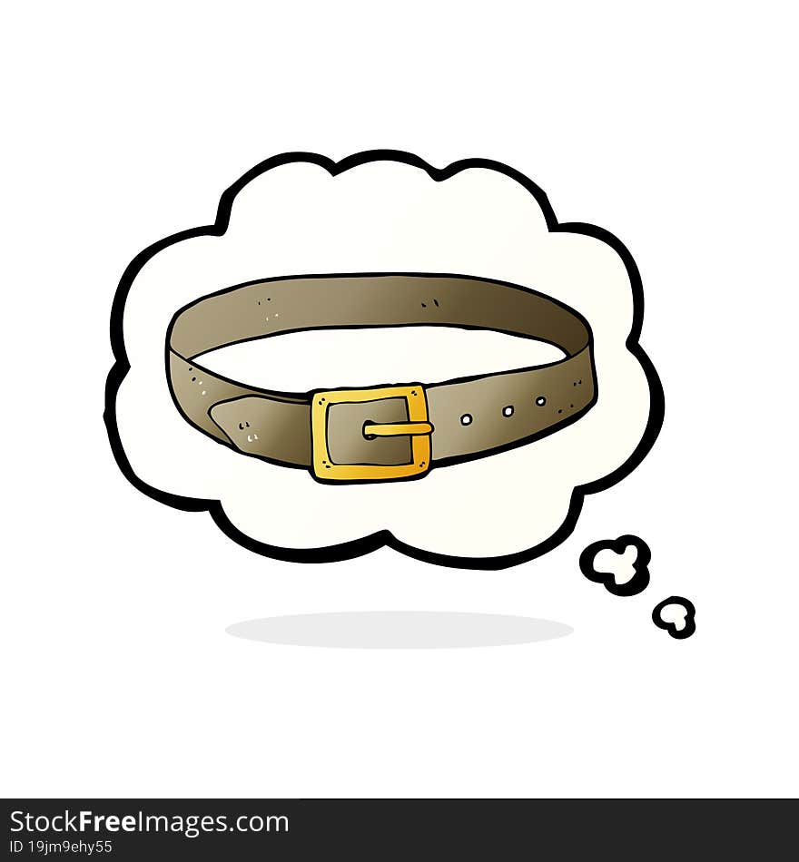 cartoon leather belt with thought bubble