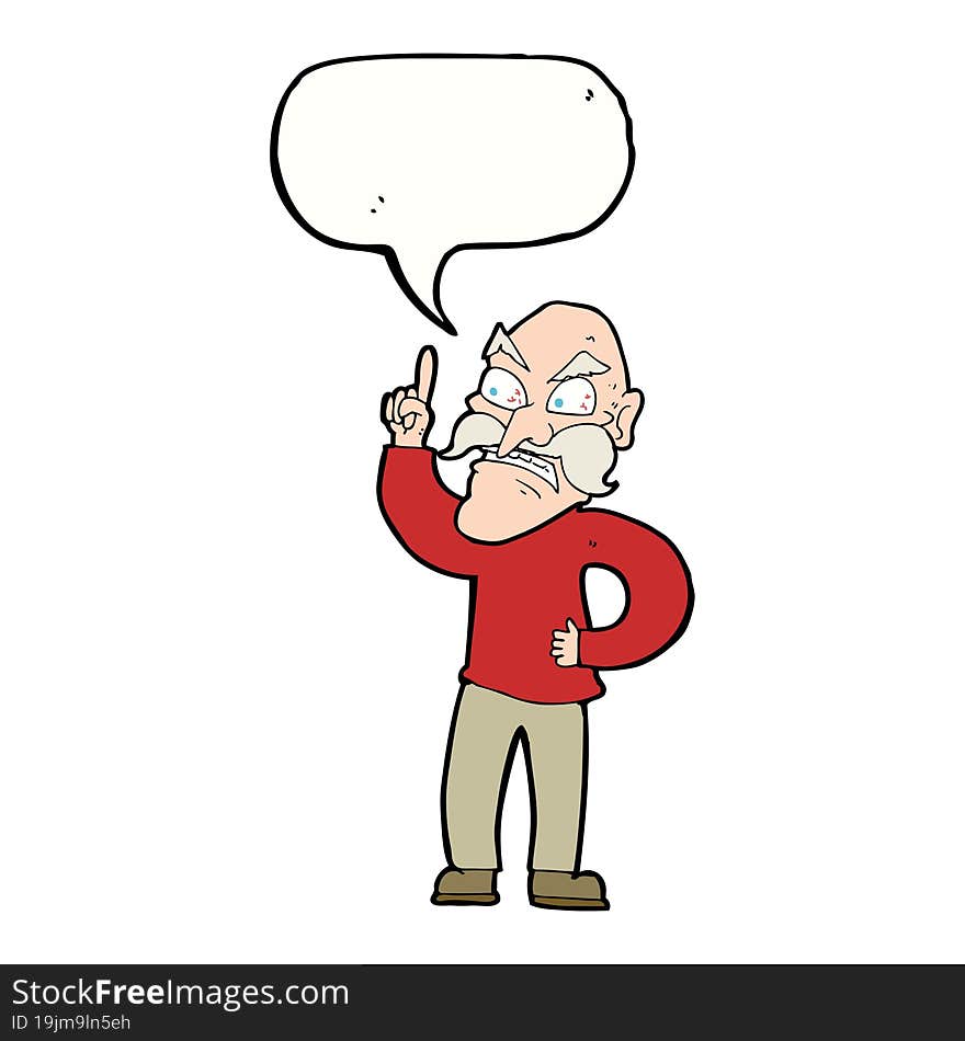 Cartoon Old Man Laying Down Rules With Speech Bubble