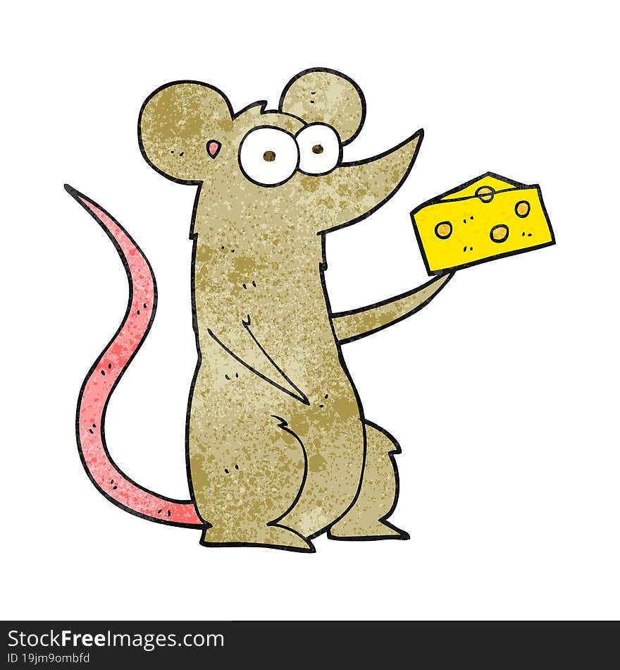 textured cartoon mouse with cheese