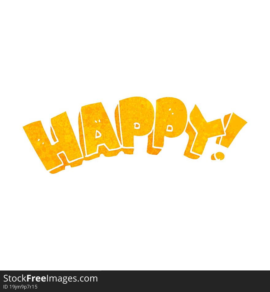 retro cartoon happy text symbol