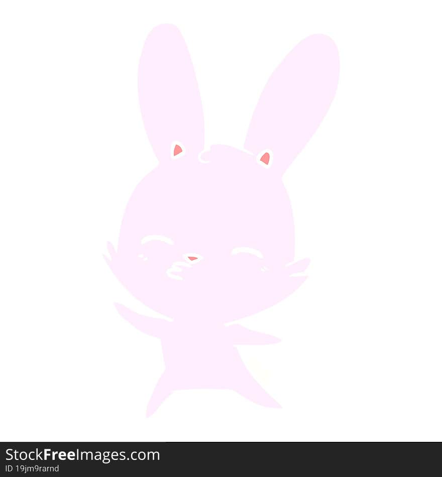 curious waving bunny flat color style cartoon