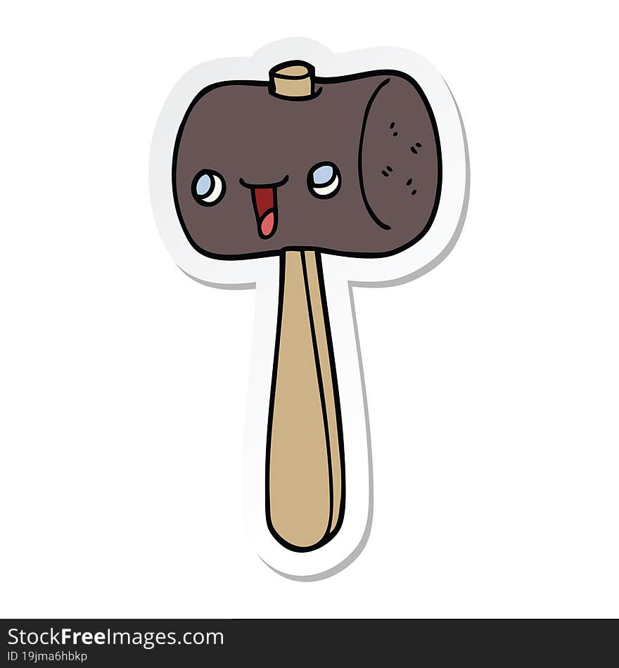 sticker of a cartoon mallet