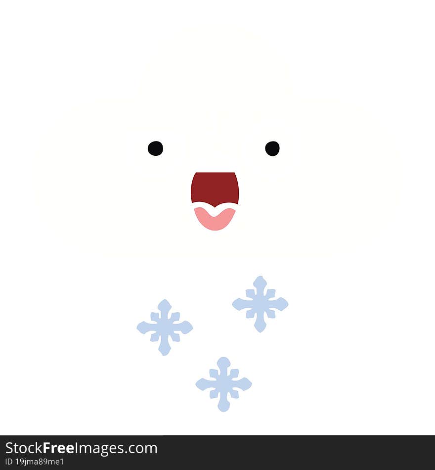 flat color retro cartoon snow cloud