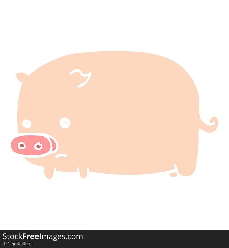 cute flat color style cartoon pig