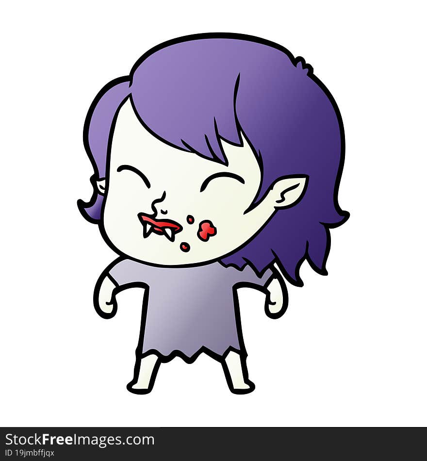 cartoon vampire girl with blood on cheek. cartoon vampire girl with blood on cheek