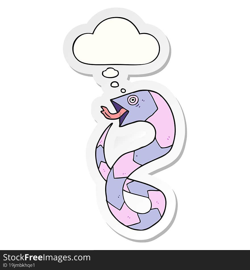 cartoon snake and thought bubble as a printed sticker