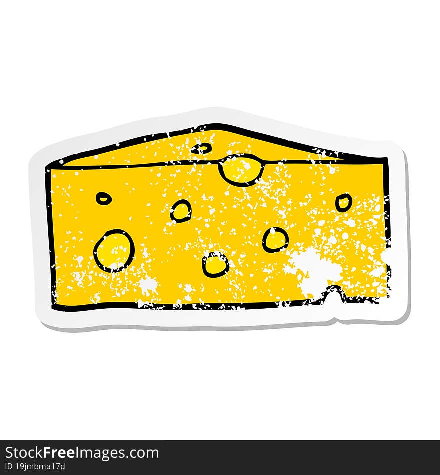 distressed sticker of a cartoon cheese