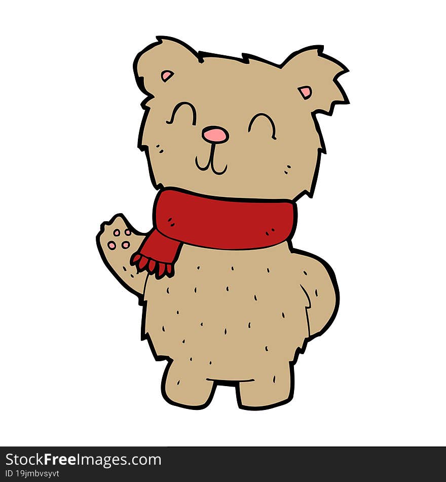 Cartoon Waving Teddy Bear