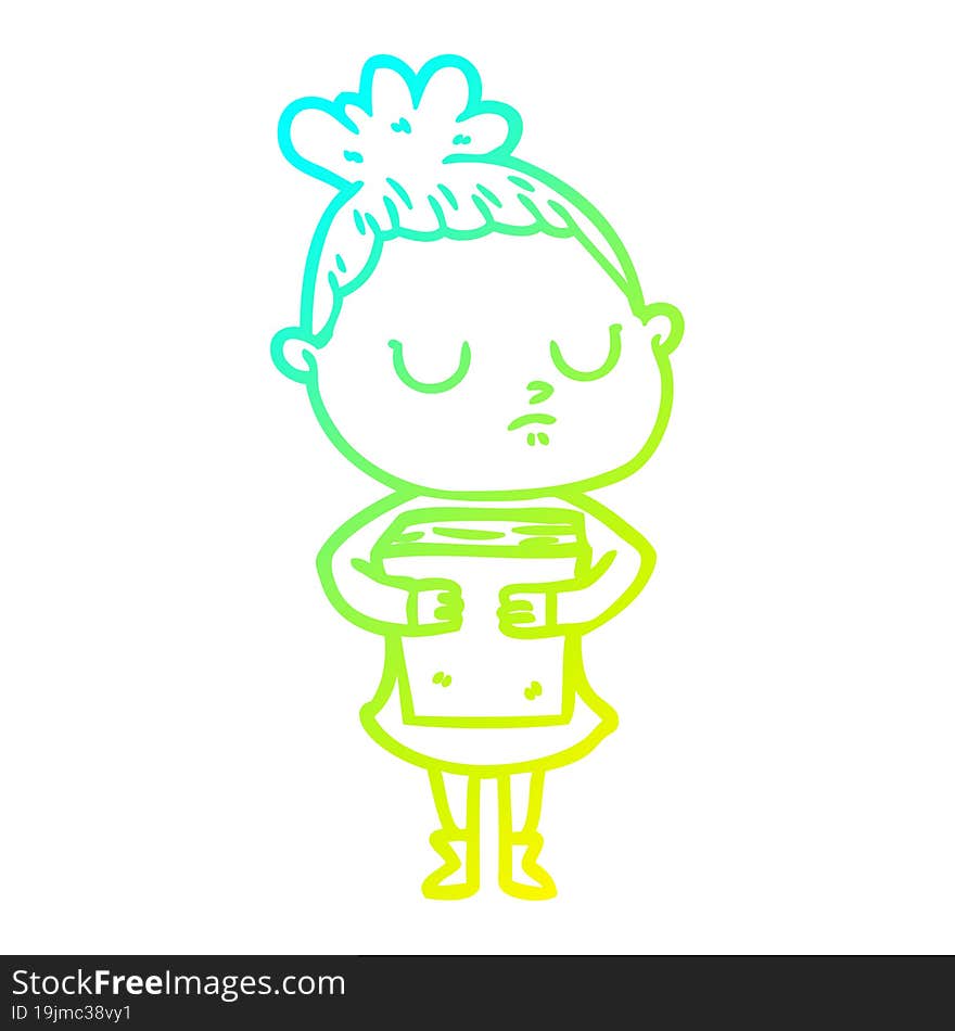 cold gradient line drawing cartoon calm woman